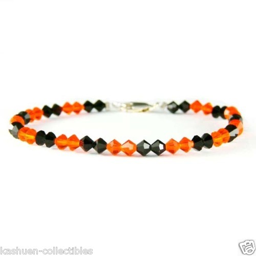 ~HALLOWEEN Trick or treat~ made with Swarovski Crystal Sterling Silver Bracelet