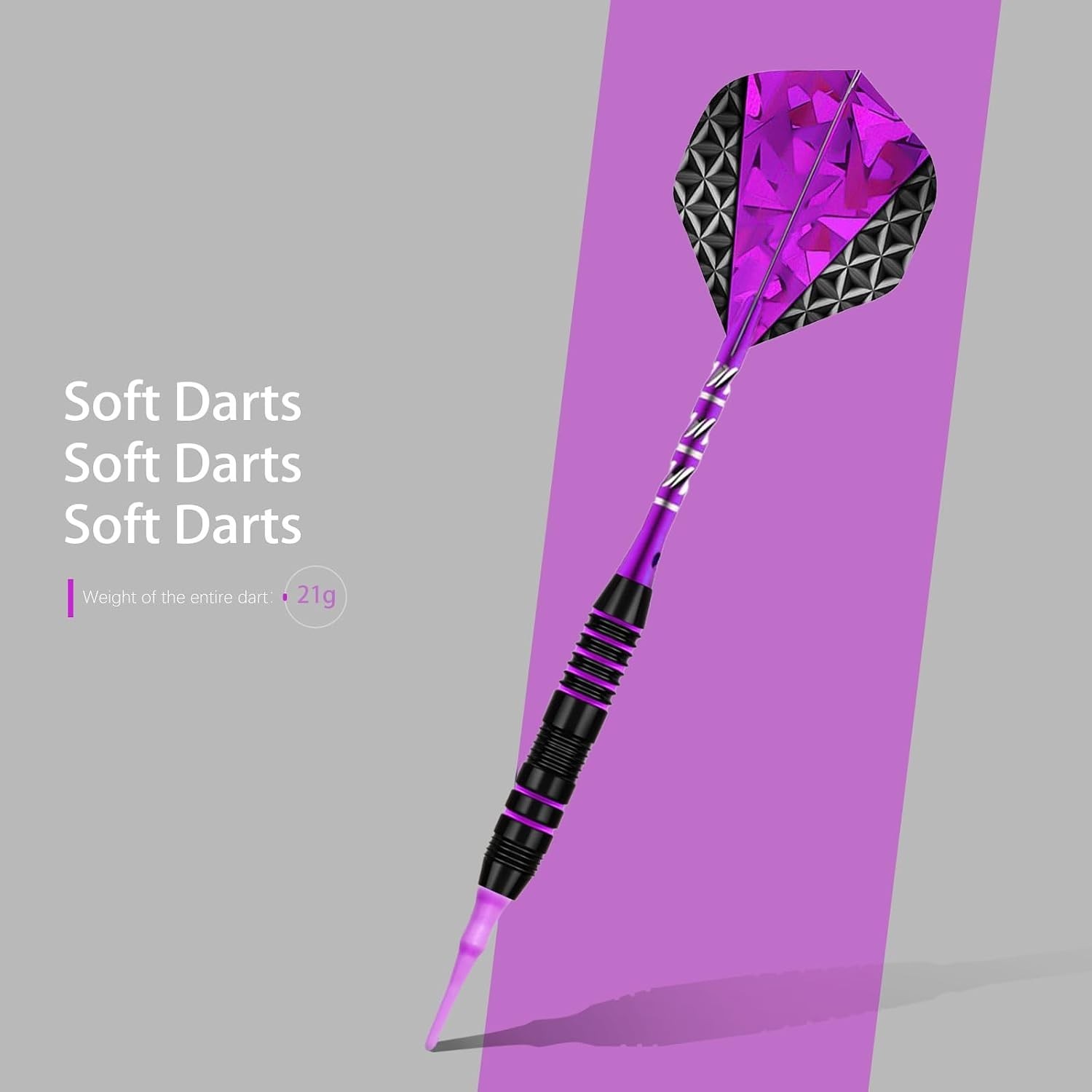 Soft Tip Darts Set, 3 Aluminum Shafts, 2BA Replacement Tips, Flights
