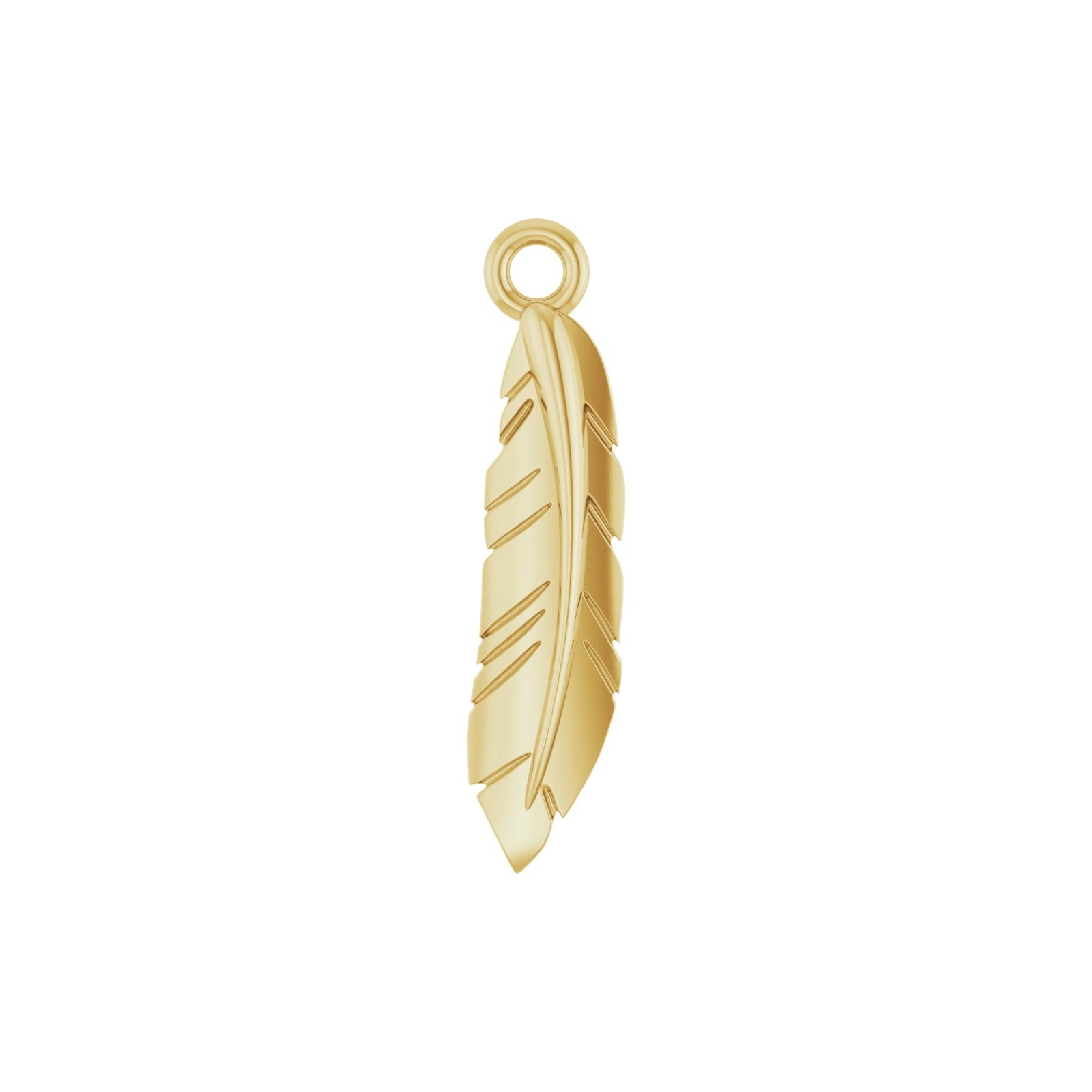 10K 14K 18K Solid Gold, Platinum & Sterling Silver Feather Dangle