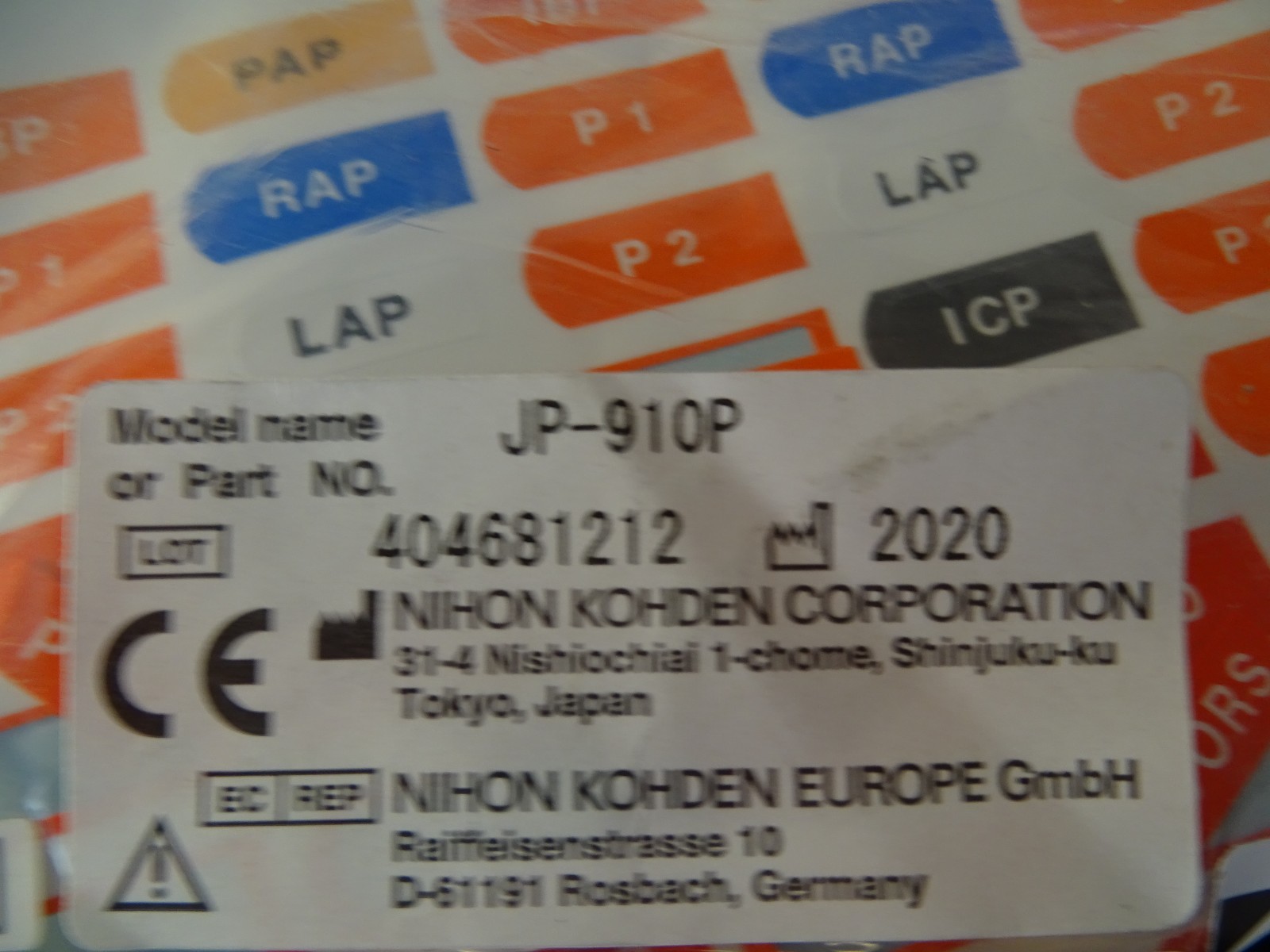 Nihon Kohden JP-910P IBP Connection Cord Cable Ref K952