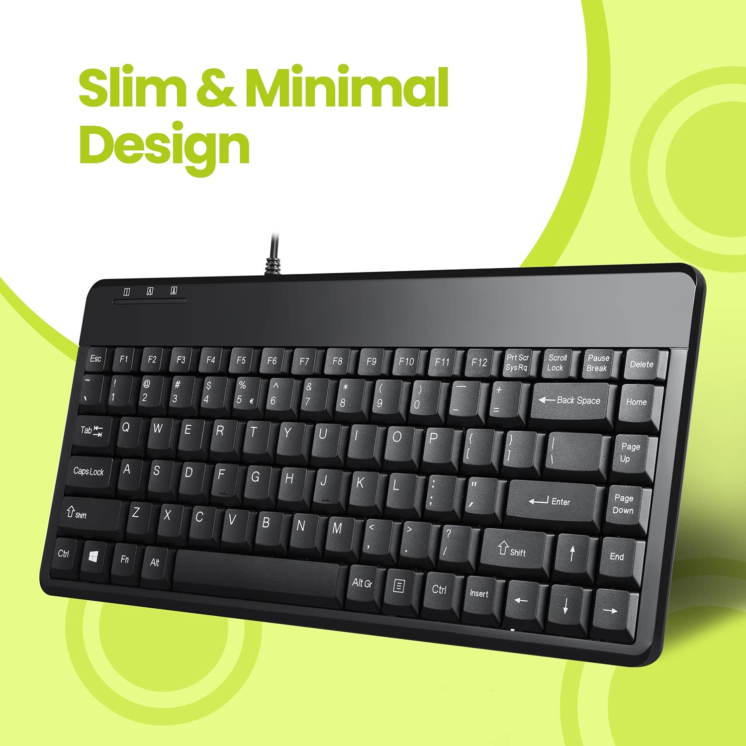 Wired PS2 Mini Keyboard, Black, US English Layout for Efficient Typing