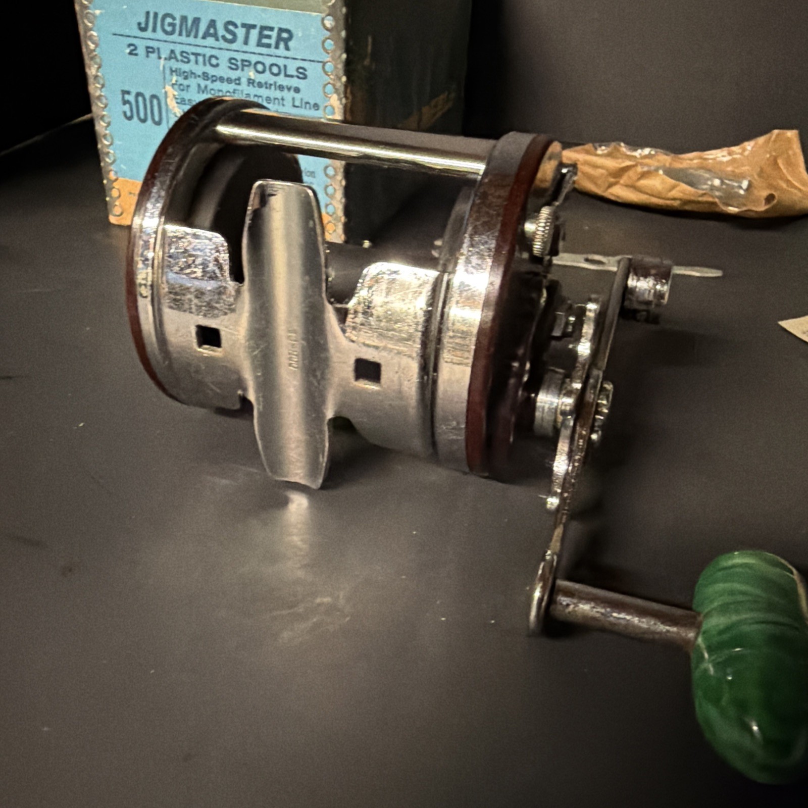 Penn Jigmaster 500 Aluminum Spool, Box, Extra Spool, Mount And Wrench