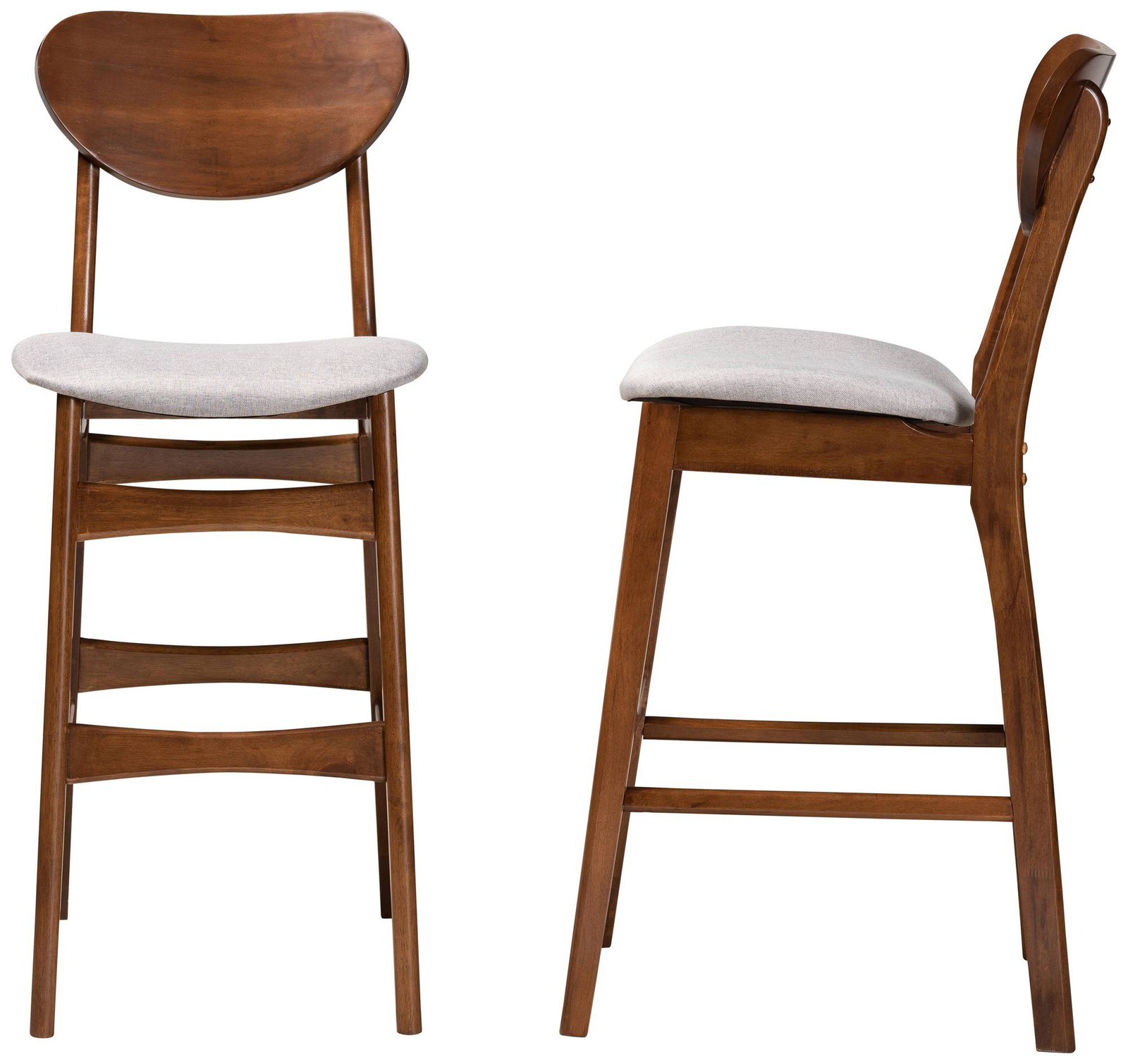 Baxton Studio Katya 29" Gray Fabric Bar Stools Set of 2