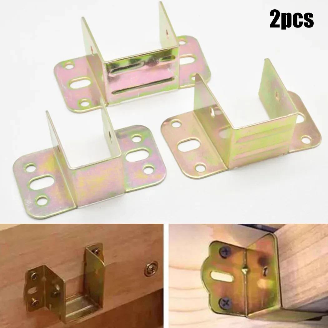 Bed Bracket Frame 2pcs U Shaped Metal Fixing Connecting Furniture Rail Hook Lock