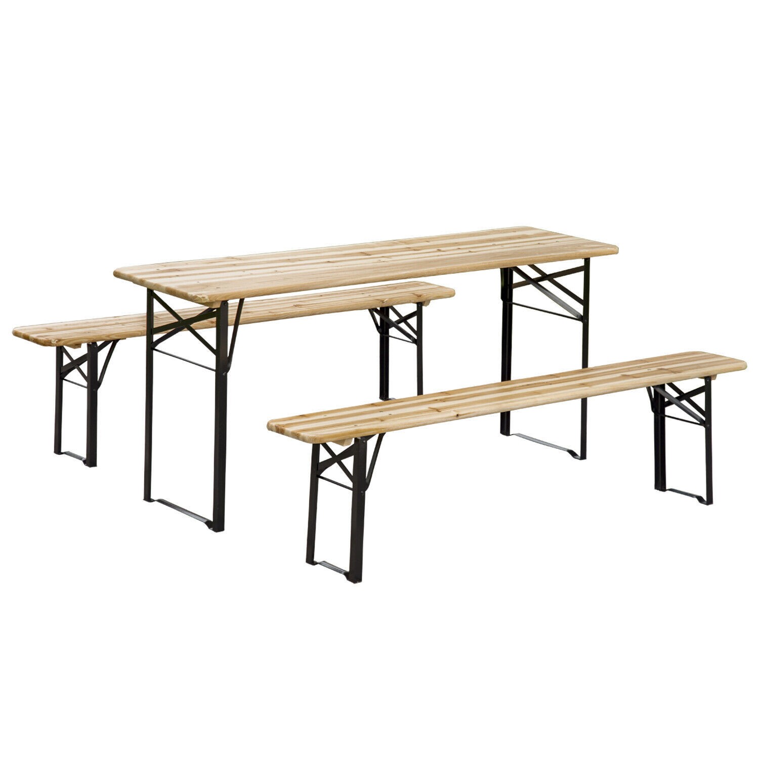 6 ft 3 Piece Portable Camping Table Set for Backyard Parties and Barbecues