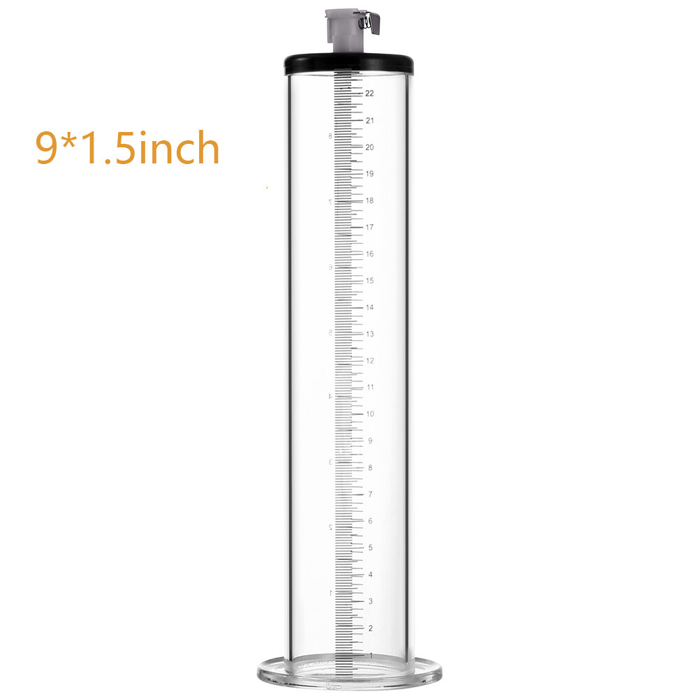Deluxe-Penis-Enlarger-Pump-Replacement-Acrylic-Cylinder-with-Valve-12" and 9"
