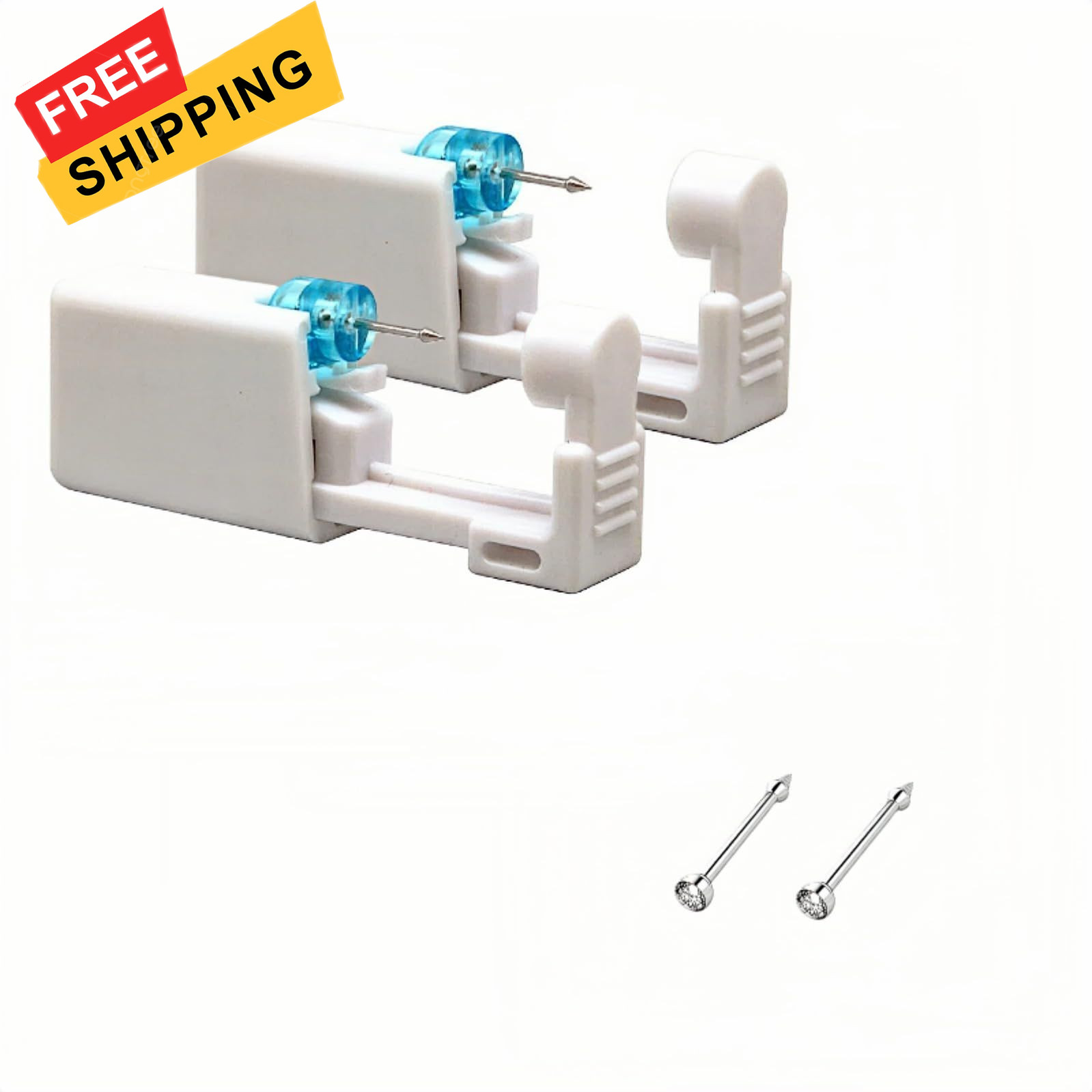 Geettcaifu 2 Pack Nose Piercing Gun, Disposable Self Kit with White