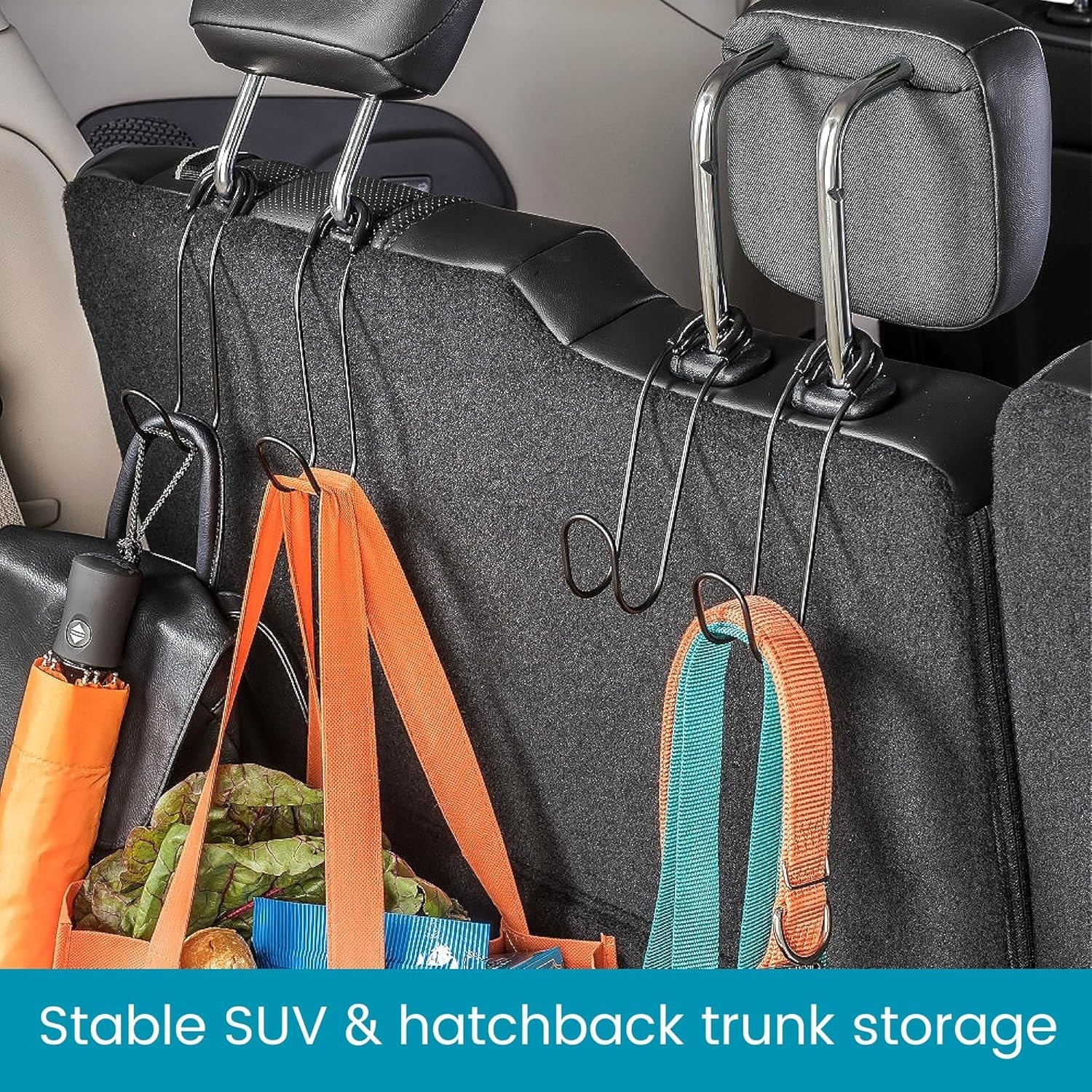Unbreakable Solid Metal Car Bag Hooks - Secure Storage for Heavy Bags, 2-Pack