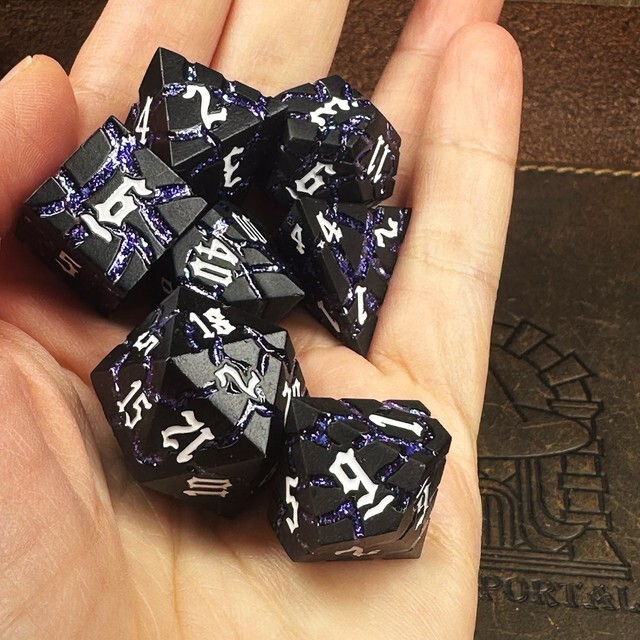 Sage's Warp Stones White Dwarf Star Metal Polyhedral Dice Set | Dnd RPG