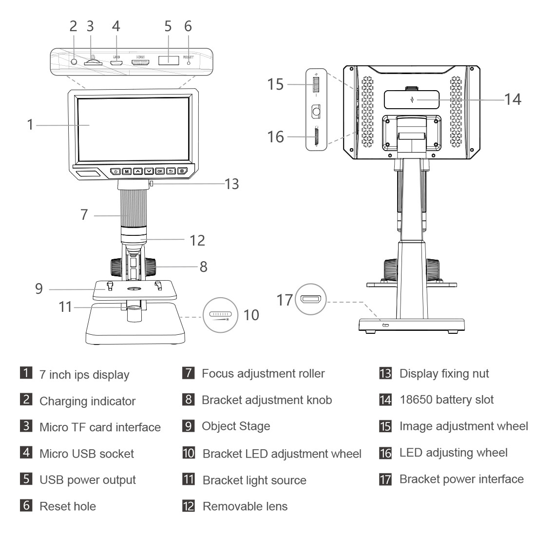 2000X Digital Microscope with 7" HD LCD Display USB Microscope Digital Magnifier