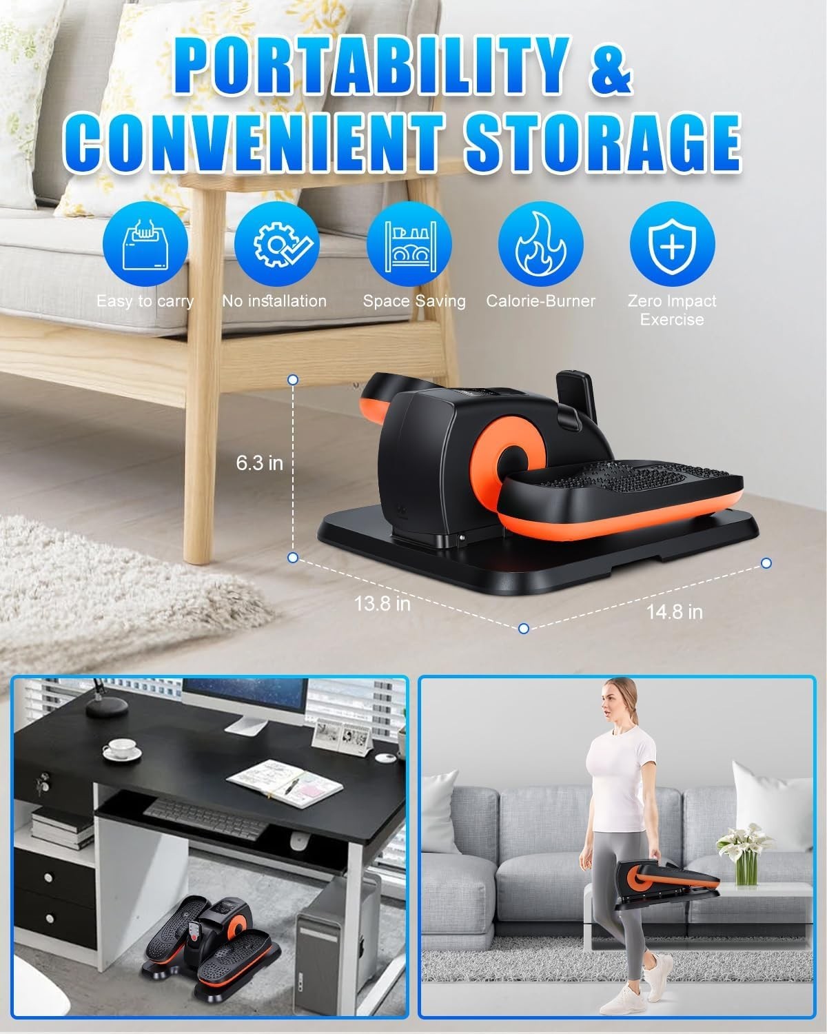 Compact Elliptical Machine for Home Use – Silent, Portable & Adjustable Speeds