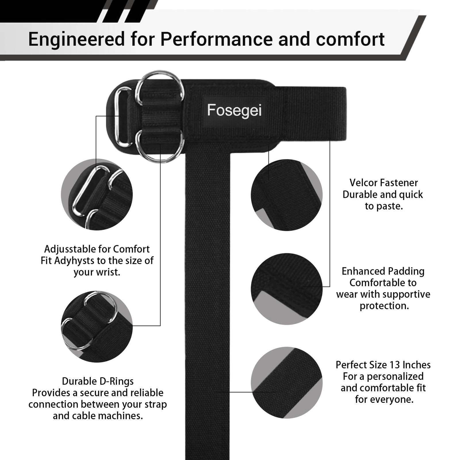 Weight Lifting Straps With Cuffed D Ring, Wrist Support, Heavy Duty Thick Com...