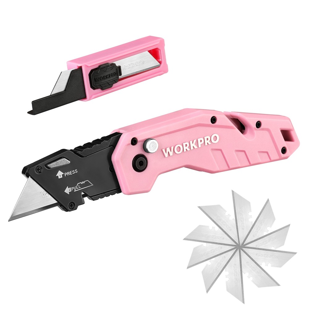 WORKPRO Folding Utility Knife 10 Extra Blade Razor Knife Quick Change Box Cutter