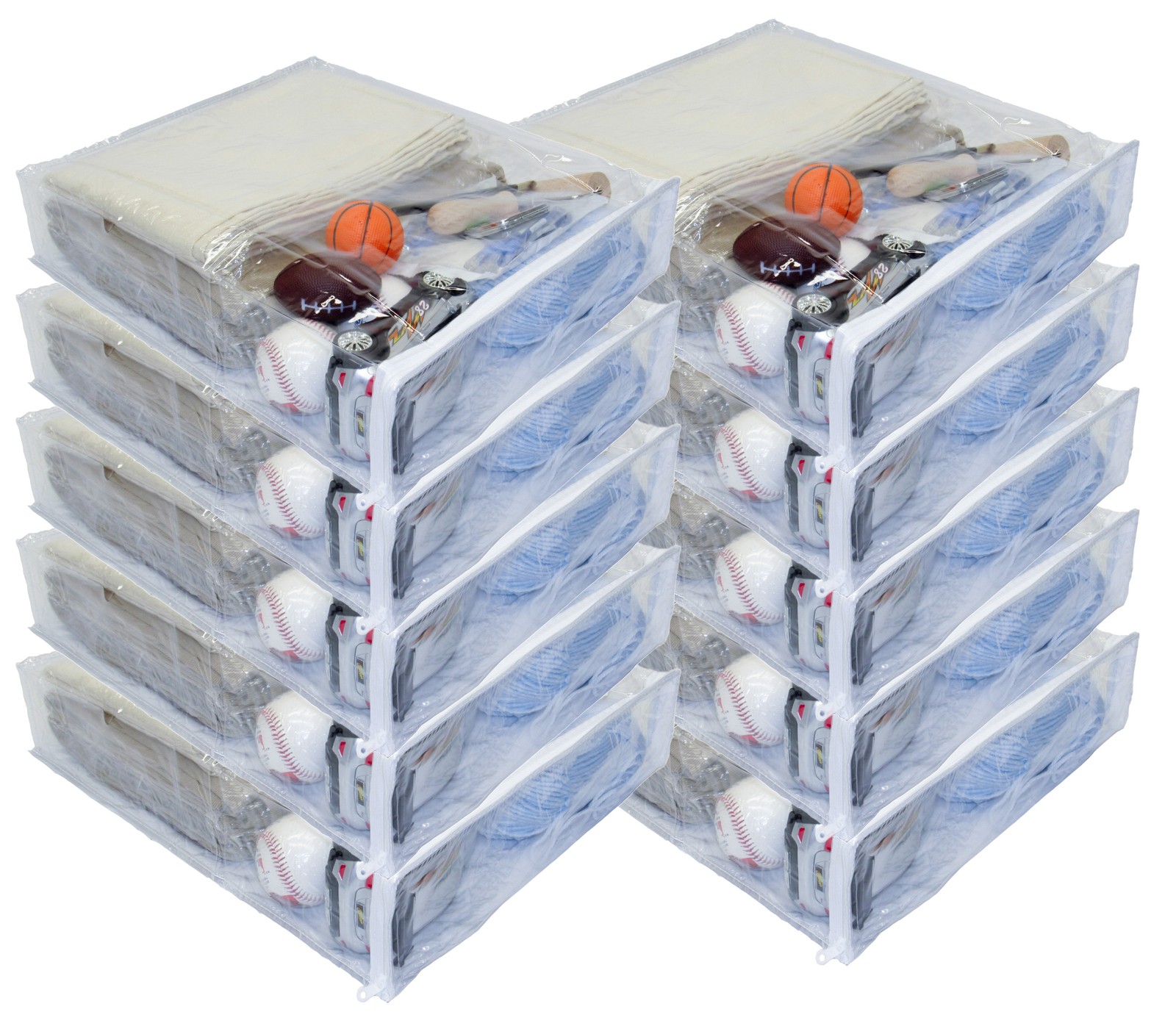 10-Pack Heavy Duty Vinyl Zippered Closet Storage Bags (Clear) 15" x 18" x 4"