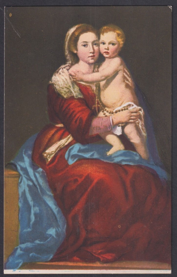 Holy card postale antique Virgin del Rosario santino image pieuse estampa