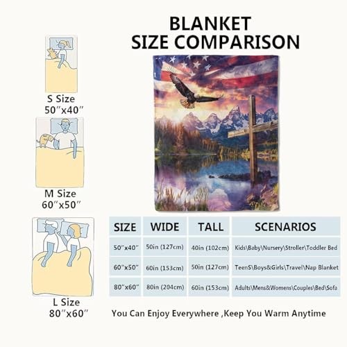 Spirit of Freedom Majestic Eagle Blanket,American Flag Cross 50x60in Eagle 02