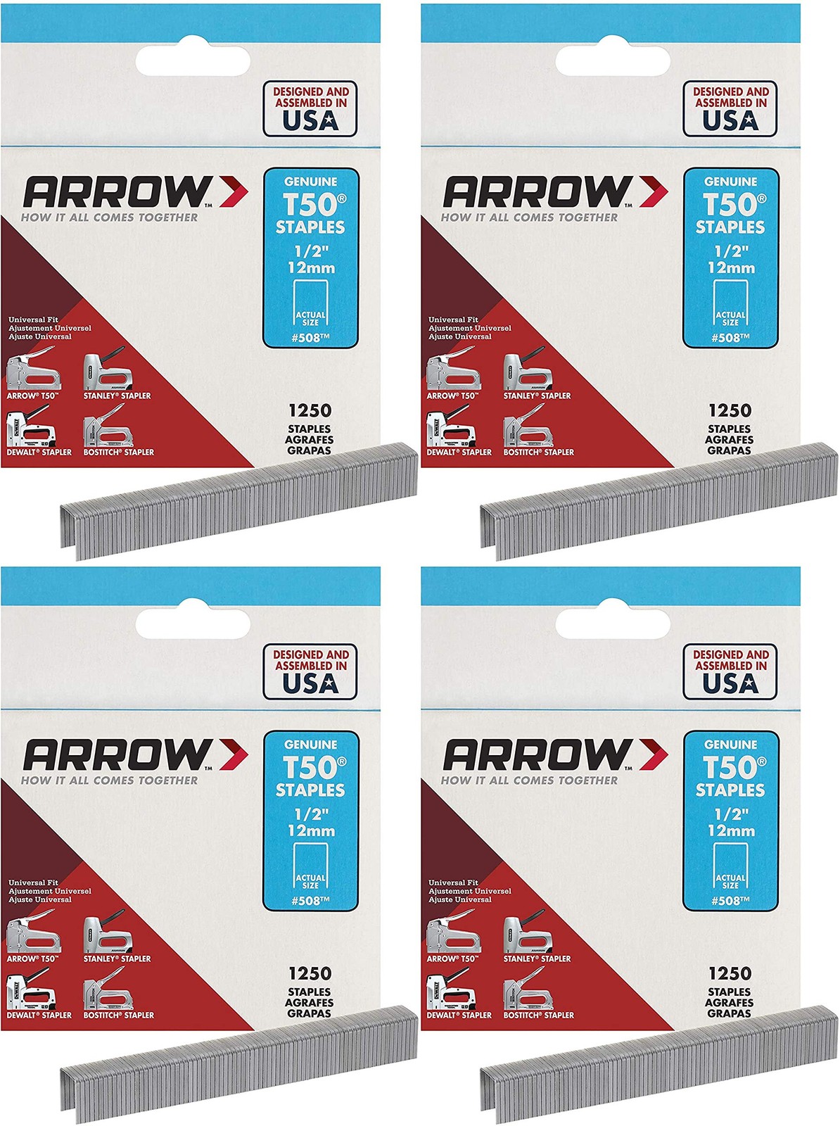 508 Genuine T50 1/2-Inch Staples, 4 Pack