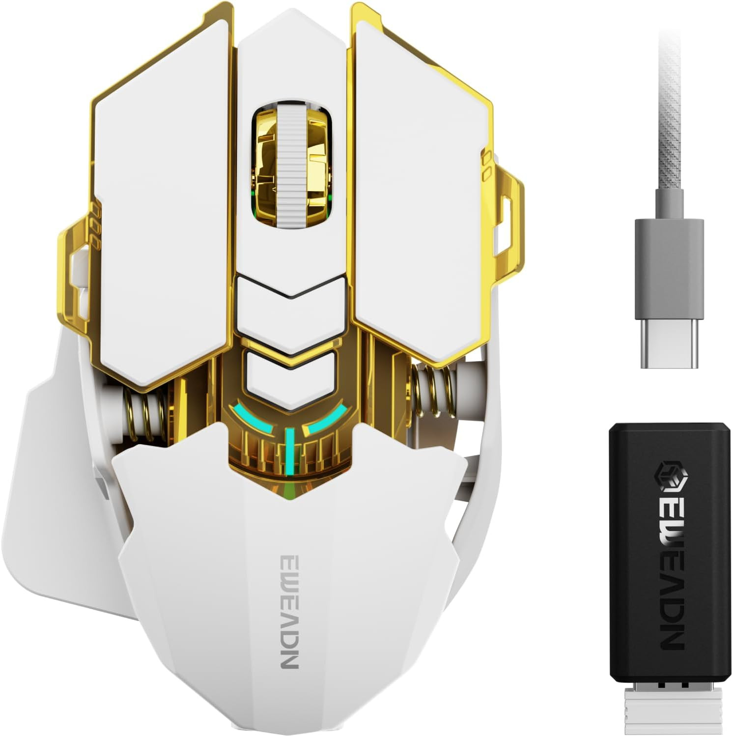 EWEADN G5 Wireless RGB Gaming Mouse  12800 DPI  Rapid Fire  programmable (White)
