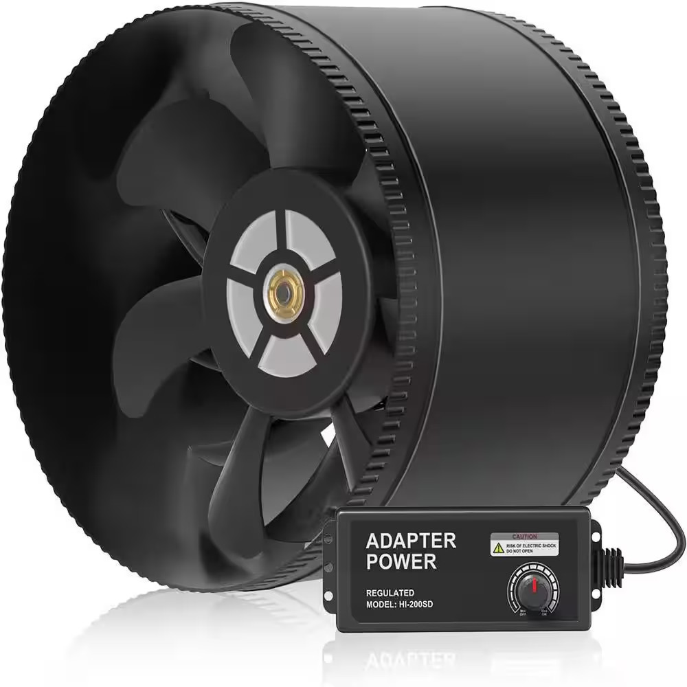 8 In. Inline Booster Duct Fan with Speed Controller - 623 CFM Airflow, 44-Watt U