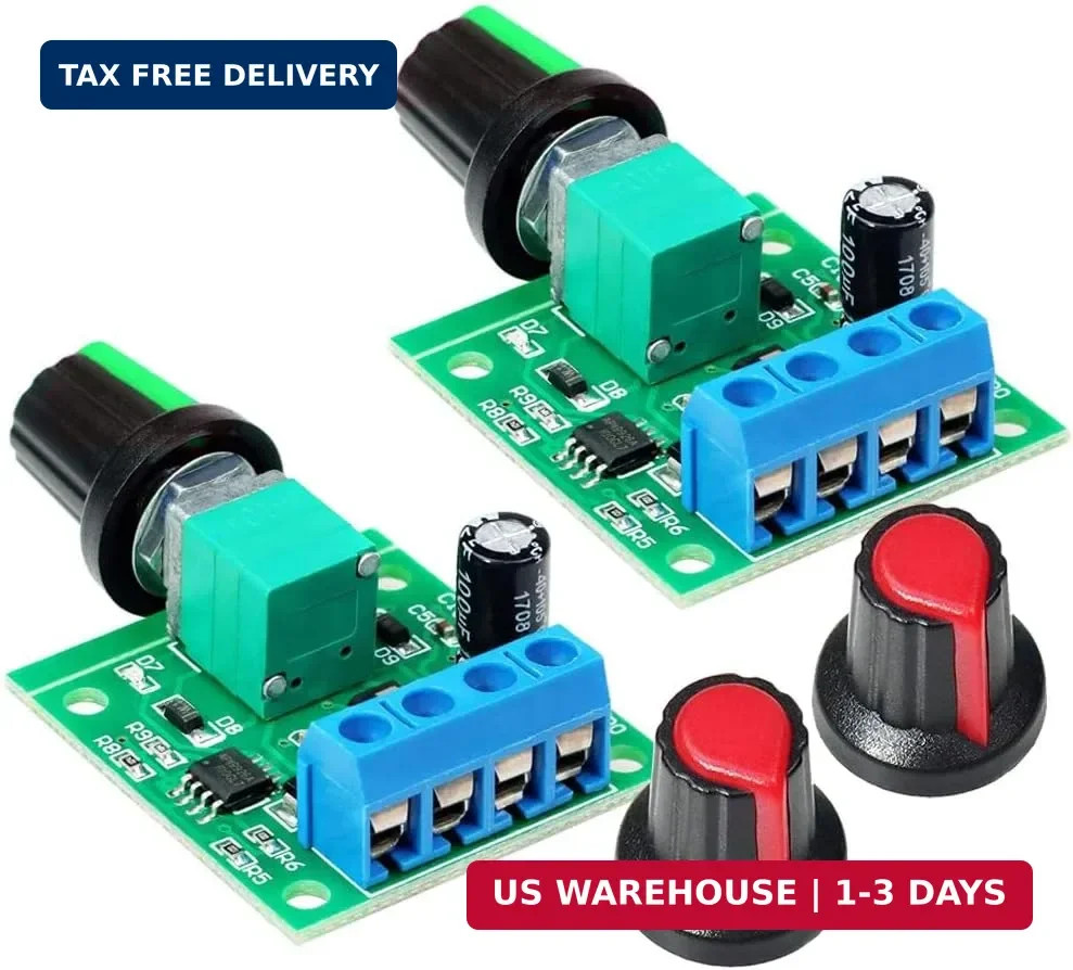 2PCS PWM DC Motor Speed Controller 1.8V 3V 5V 6V 12V 2A 1803BK Adjustable Switch