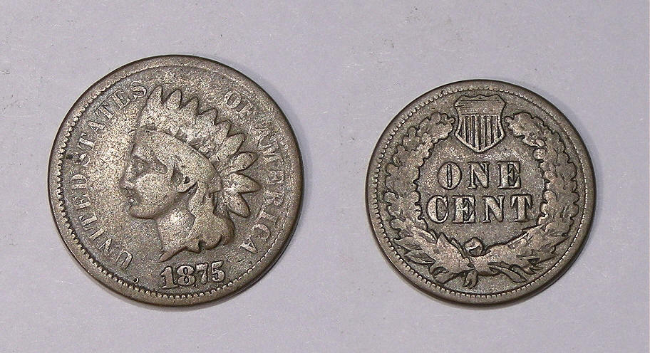 1875 INDIAN HEAD CENT FINE TOUGH EARLY DATE INV#339-10