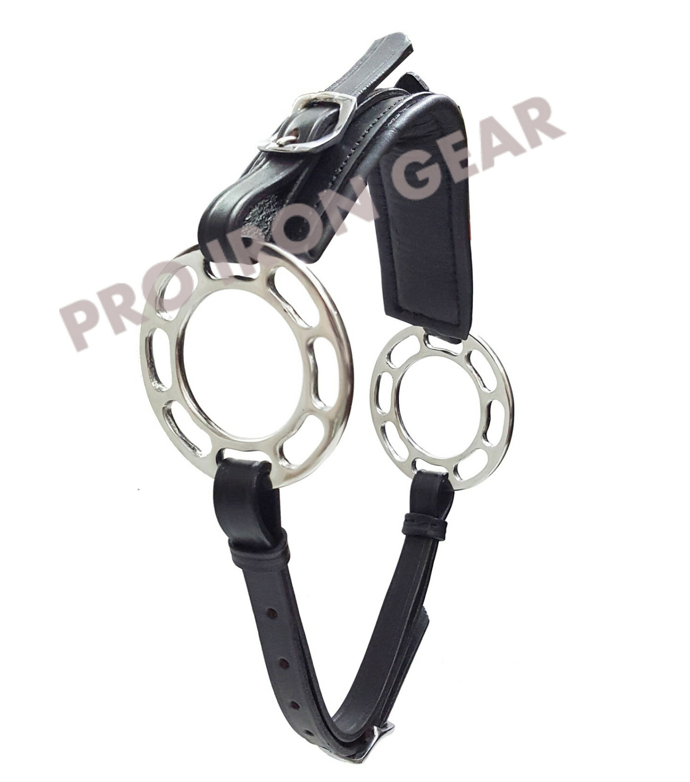 Hackamore Bitless Horse Bit English Western Adjustable Leather( Black )