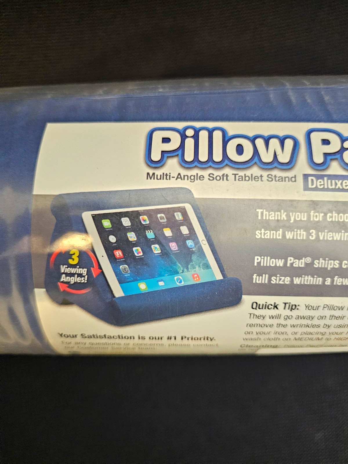 Pillow Pad Deluxe Premium Soft Multi-Angle Pillow Stand for Tablet, Blue