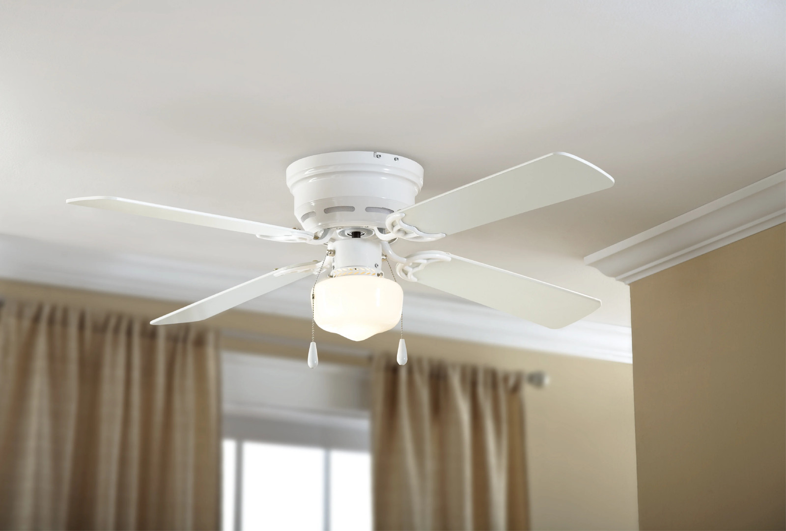 Mainstays 42" Hugger Ceiling Fan Light White 4 Blades LED Reverse Airflow