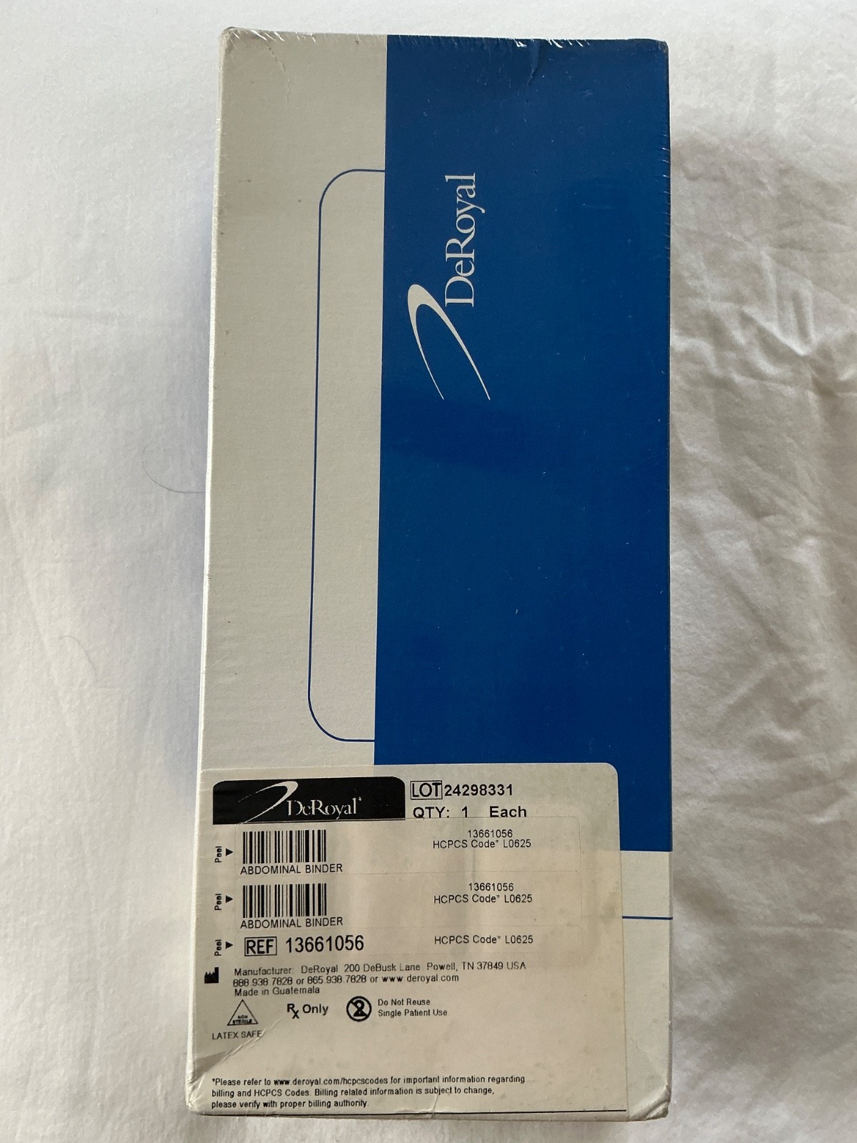 DeRoyal Abdominal Binder 9” Small/Medium 30-45 In #13661056