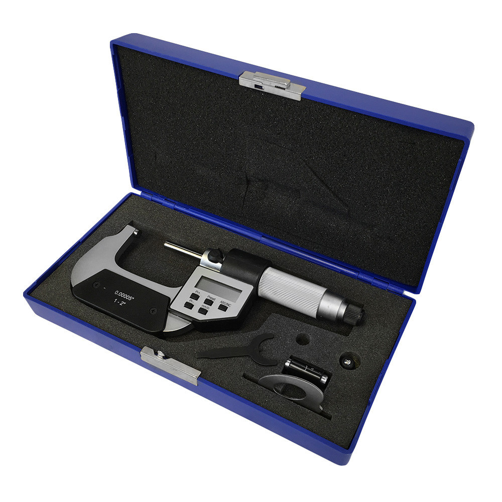 IP54 5-Key Electronic Digital Outside Micrometer 0.00005'' Range 1-2"/25-50 mm