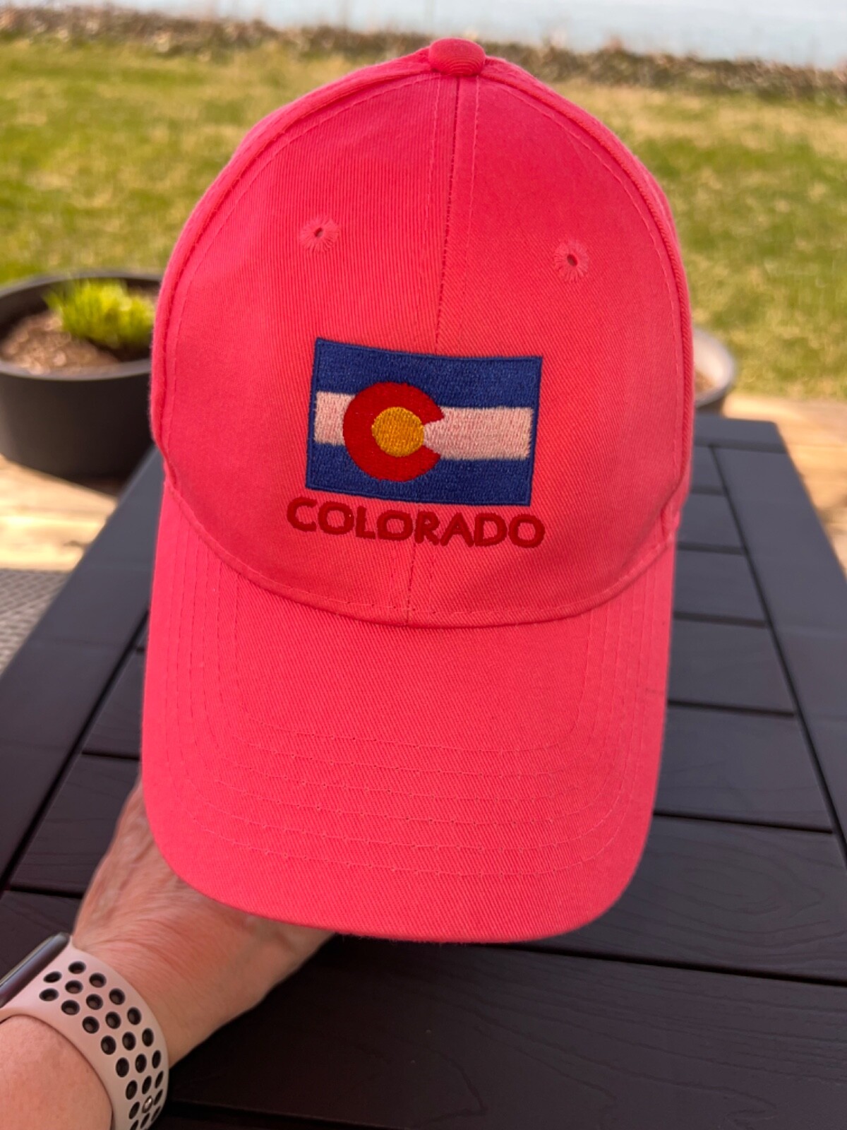 Colorado Hat Emblem Circle C yellow blue Pink Youth Hat Cap Hook Loop Cotton VGC