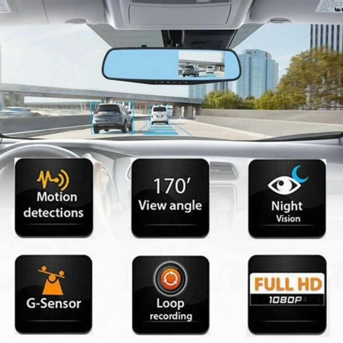 5''Dual Car Dash Cam 1080P Night Vision Function Large Screen Car Video Recorder