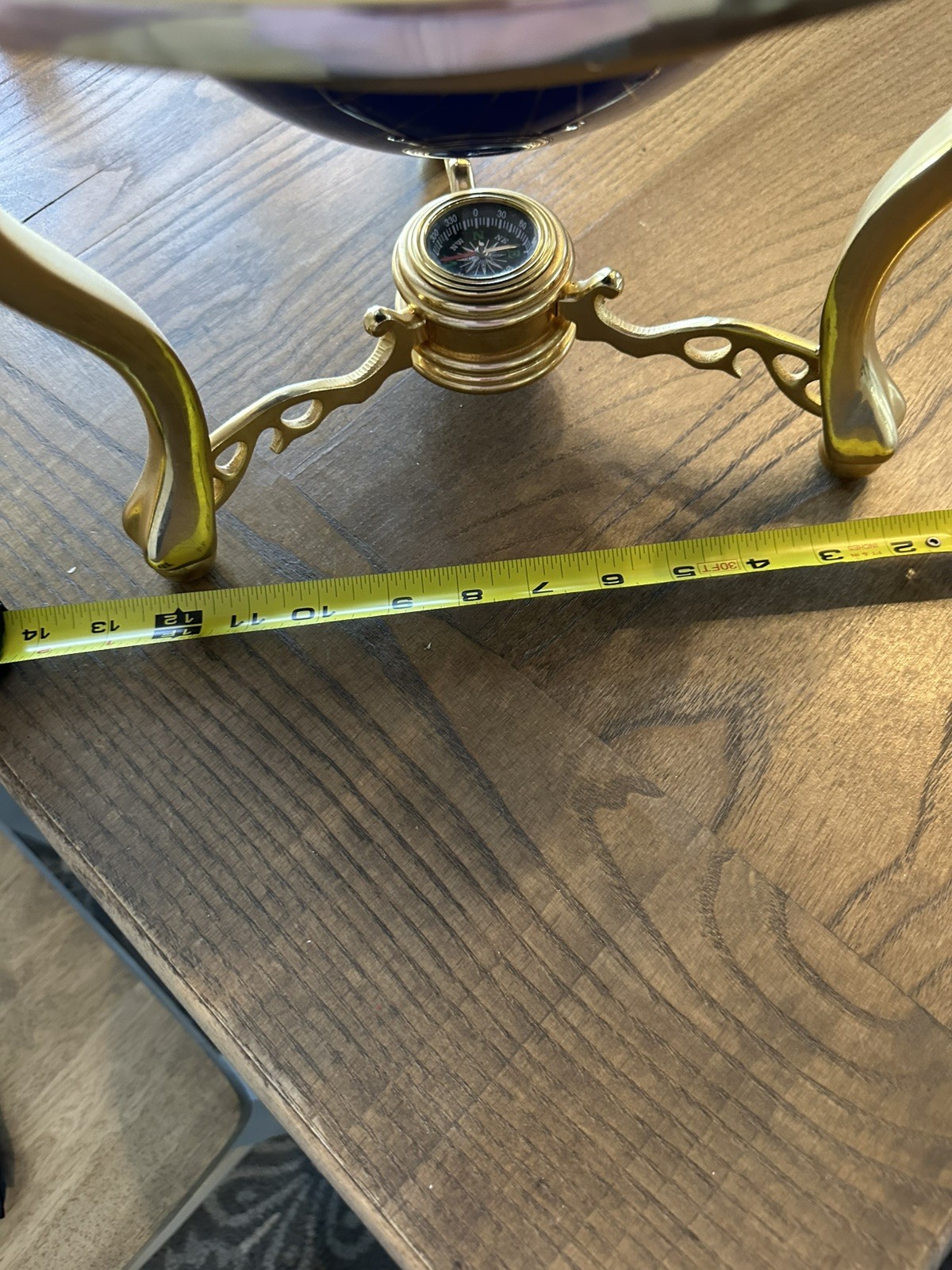 Gemstone Semi Precious Stone Inlaid World Globe Stand Compass 14" Tall
