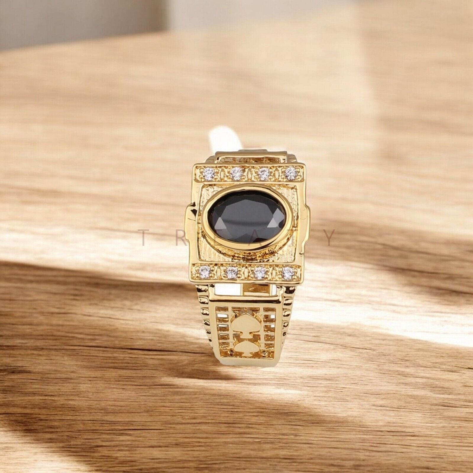 Black Onyx Oval Cut With 14K Solid Gold Ring For Men's #A150