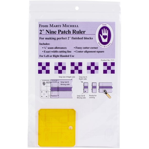 Marti Michell 2" NINE PATCH RULER for making perfect 2" finished blocks