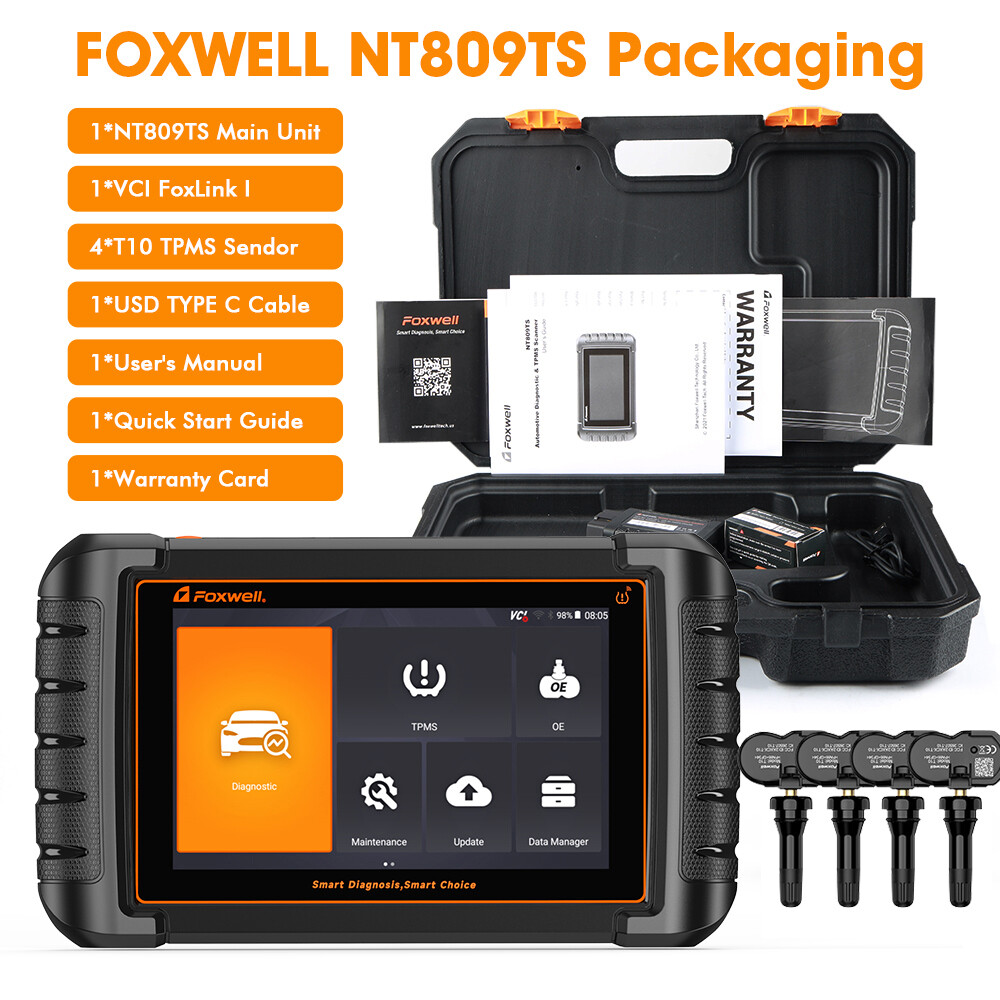 Foxwell NT809 TS Bidirectional Scanner OBD2 TPMS Programmer Tool Code Reader
