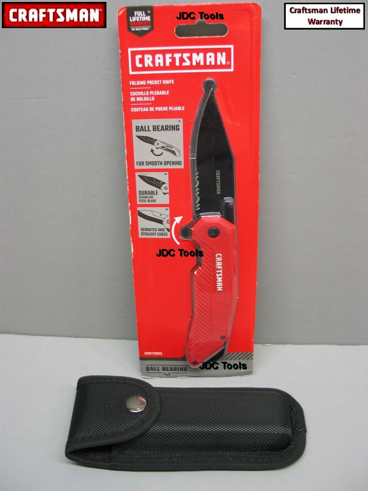 Craftsman Axis Lock Combination Drop Point Blade Red Handle Folding Pocket Knife