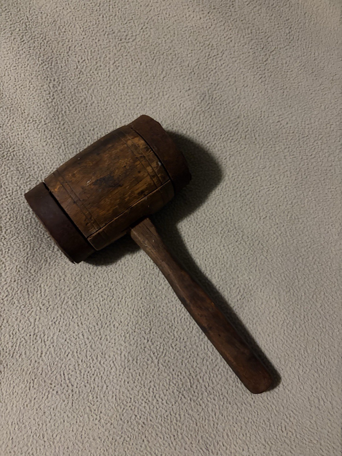 Antique Wooden Mallet Wood Hammer Primitive Rustic Carpenter Collectible Tool