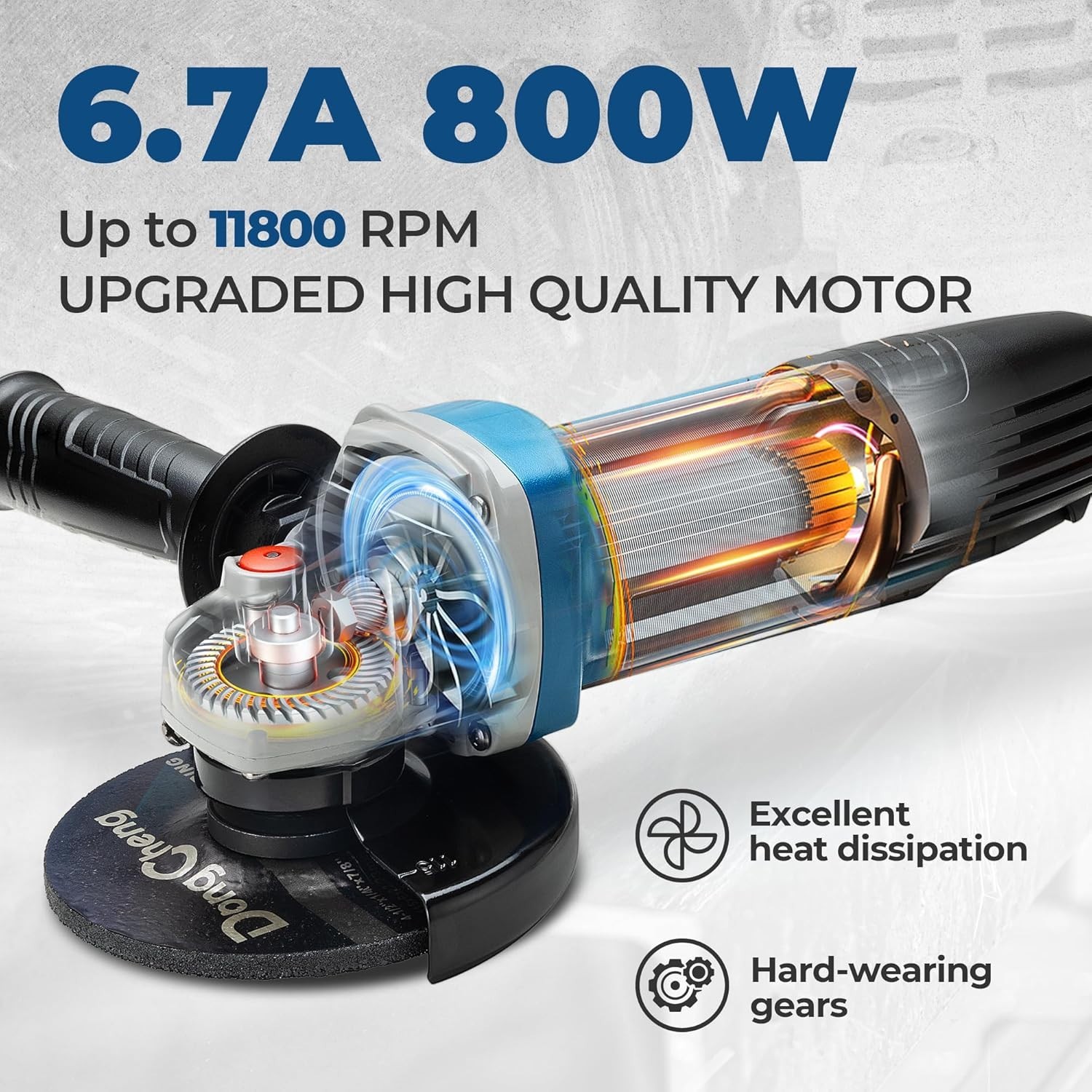 Versatile 800W Electric Angle Grinder - Includes Cutting Discs & Flap Discs