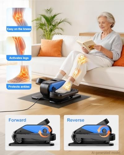 Under Desk Elliptical Mini Electric Leg Exerciser 12 Speed RF Remote LCD Display