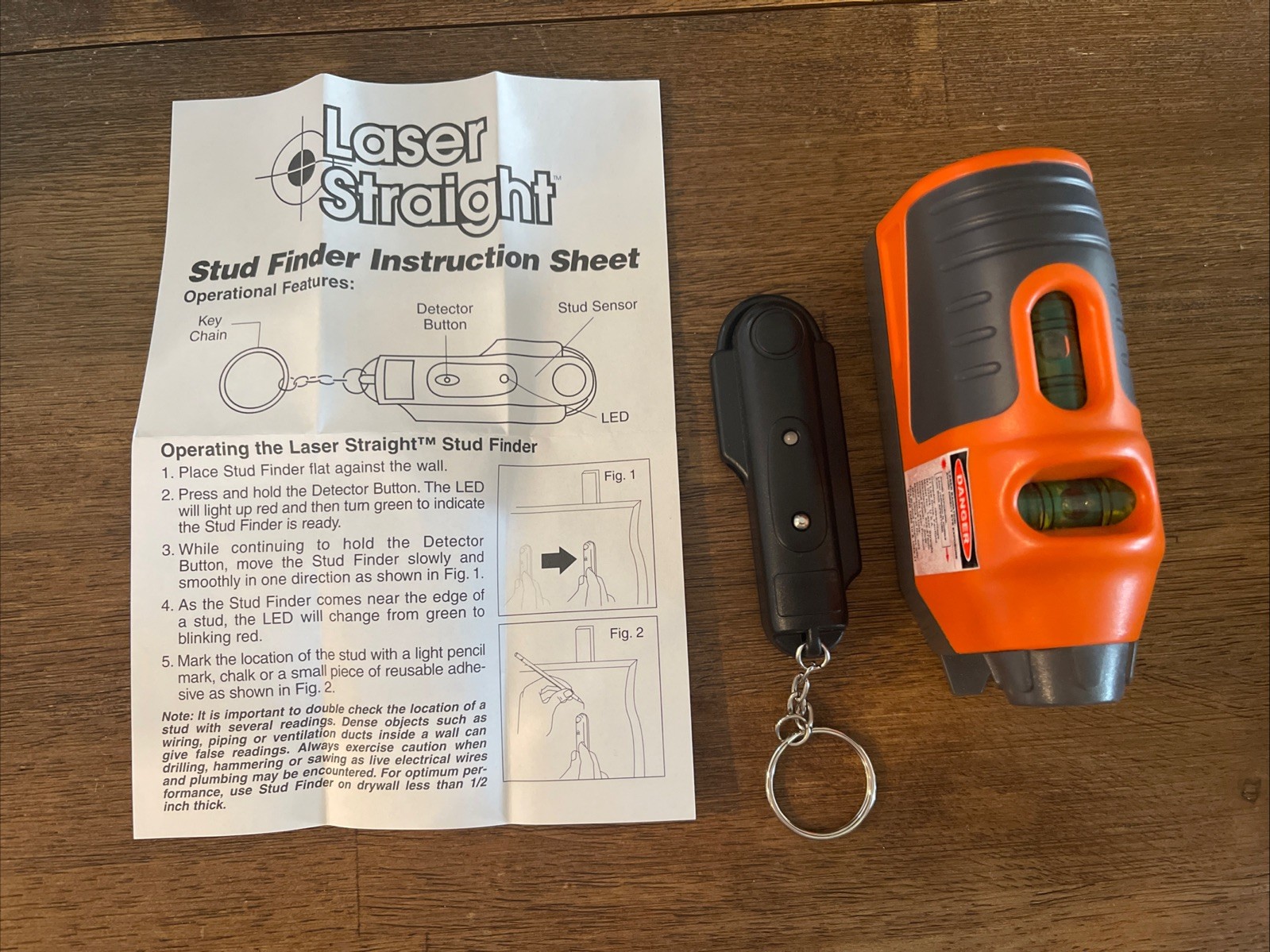 Open Box Laser Straight Stud Finder with Key Chain LED