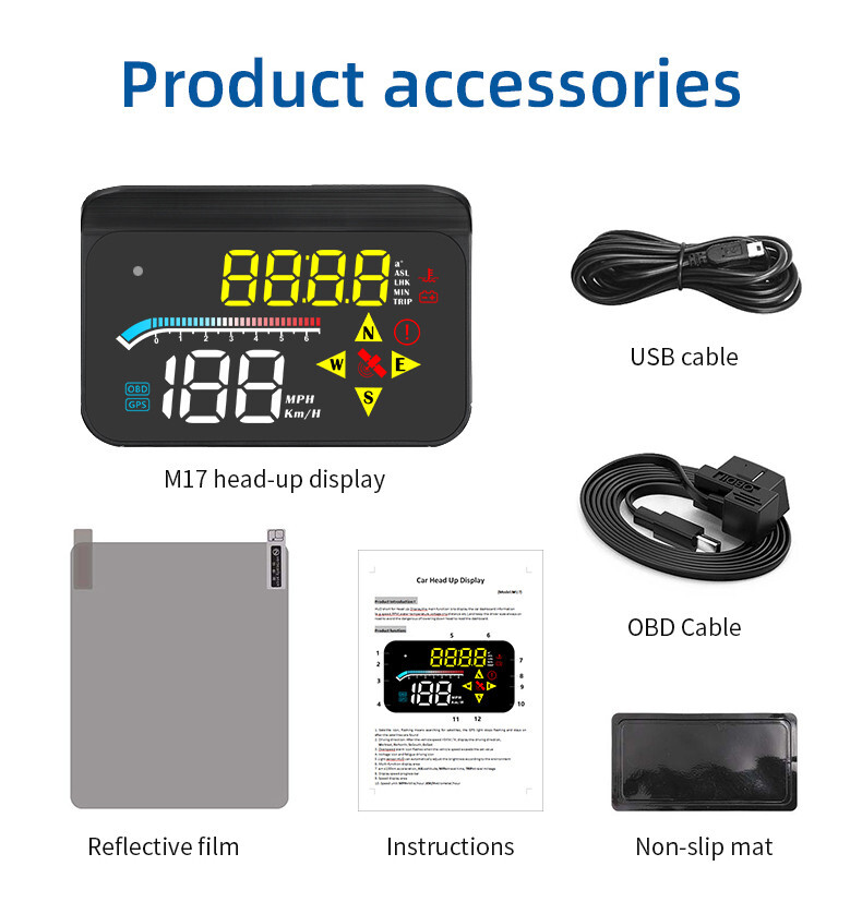 Car HUD Digital Speedometer Projector Head Up Display OBD2 GPS Overspeed Alarm