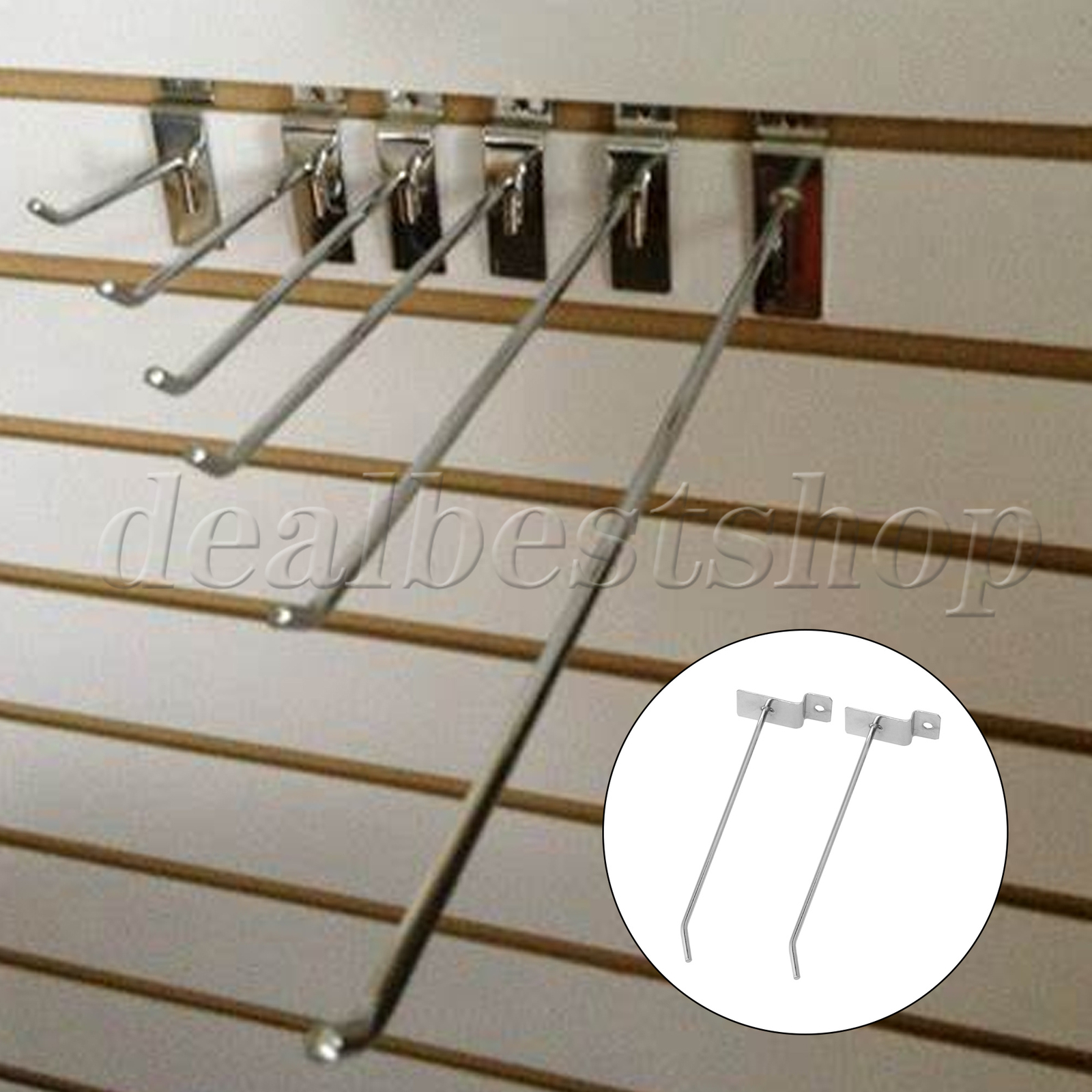 100 x Metal Slat Wall Hanging Hooks 5.91 Inch for Shop Retail Display