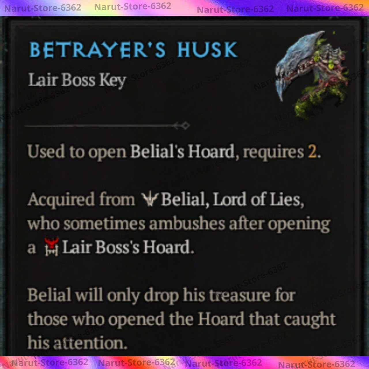 DIABLO 4 D4🌟 SEASON 12 SC🔥BETRAYER'S HUSK FOR BELIAL MATS🔥SEASON OF SLAUGHTER