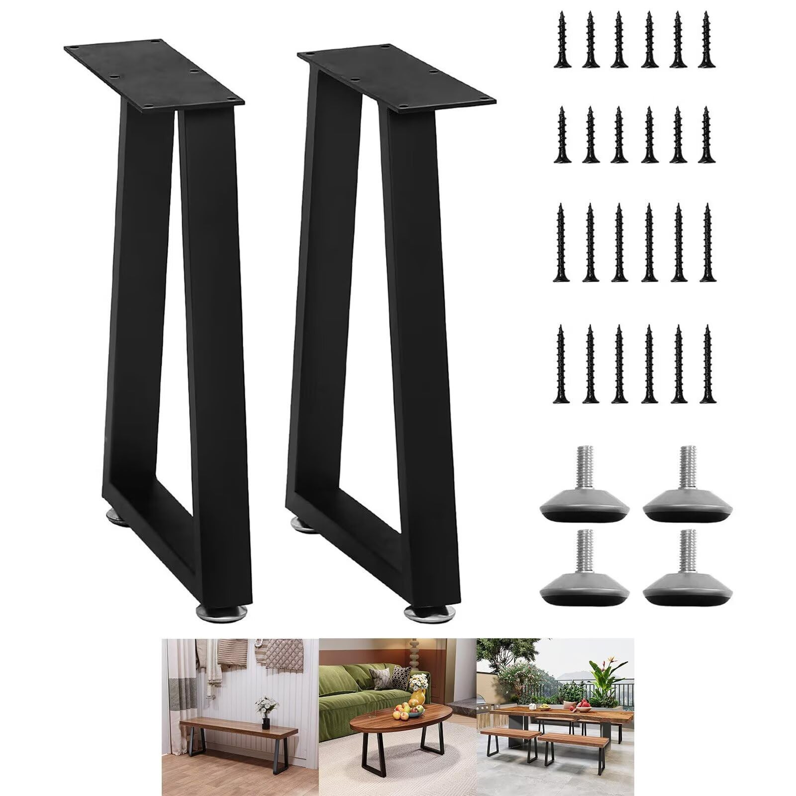 Yidi Furniture Legs 16 Inch Trapezoid Heavy Duty Sofa Bench Adjustable Metal