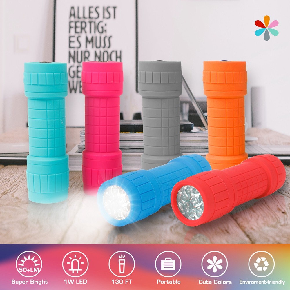 EverBrite 9-LED Flashlight 6Pack Impact Handheld Torch with Lanyard 3AAA Battery