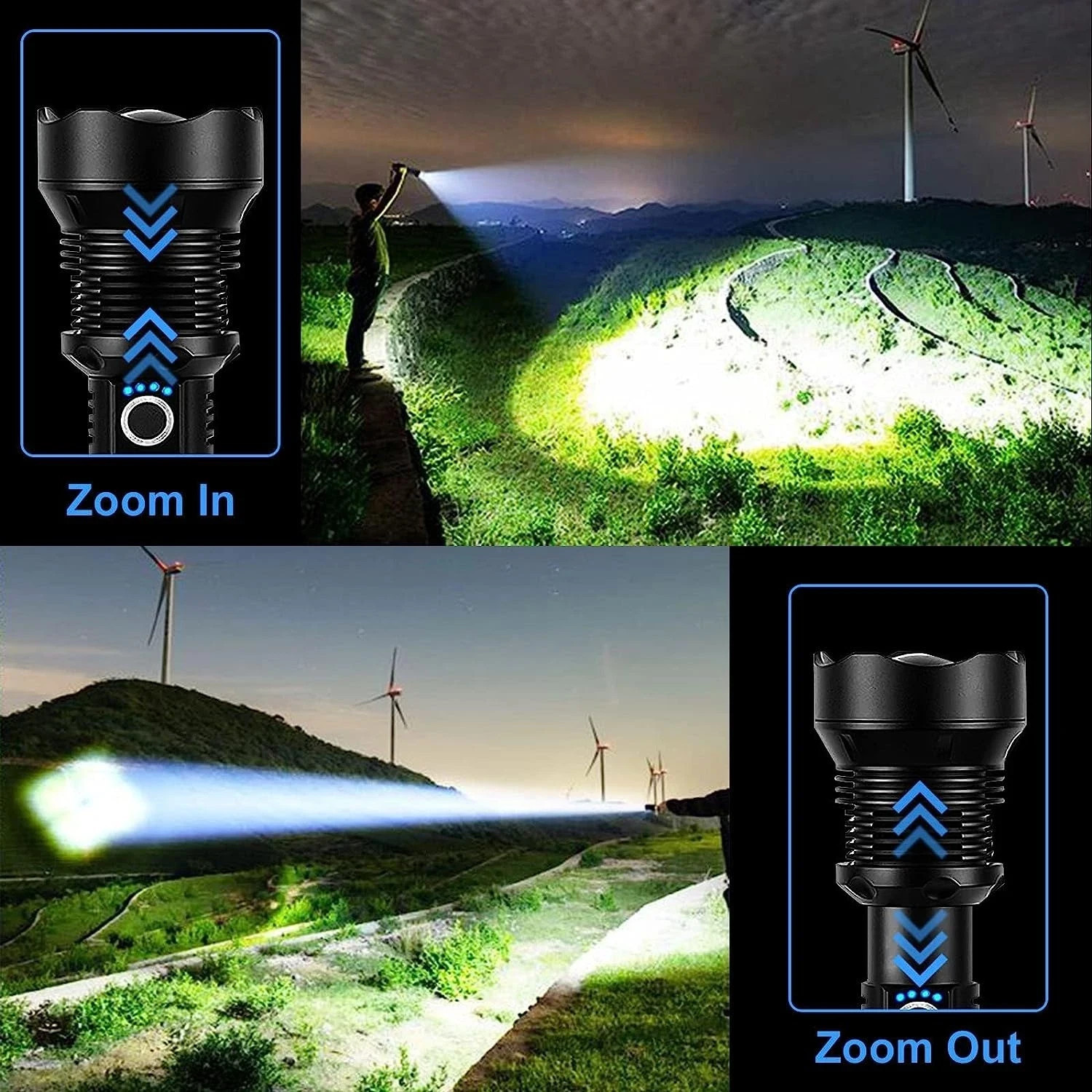 Super Bright LED Tactical P90 Flashlight Torch Rechargeable Battery Work Light