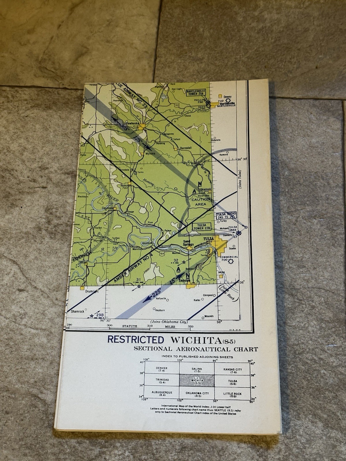 WWII Sectional Aeronautical Chart Map Wichita Restricted 1943
