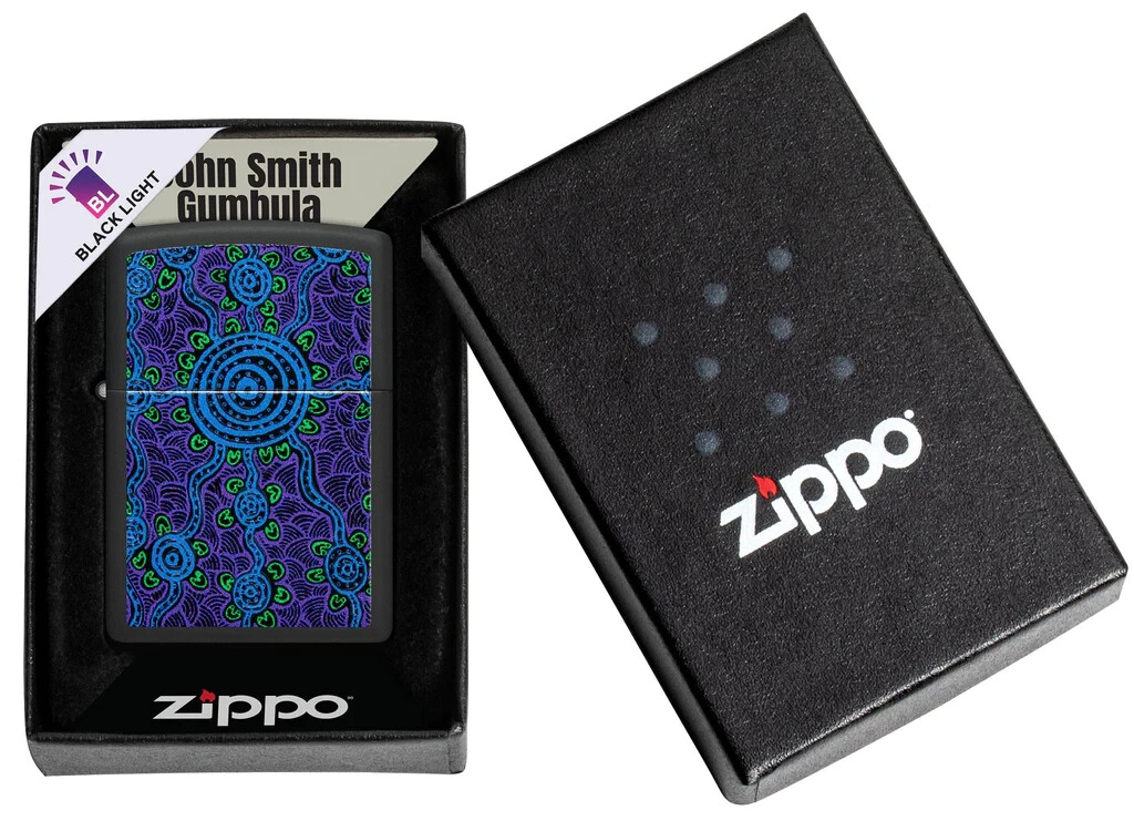 Zippo 48625, John Gumbula Design, Blacklight Process, Black Matte Lighter