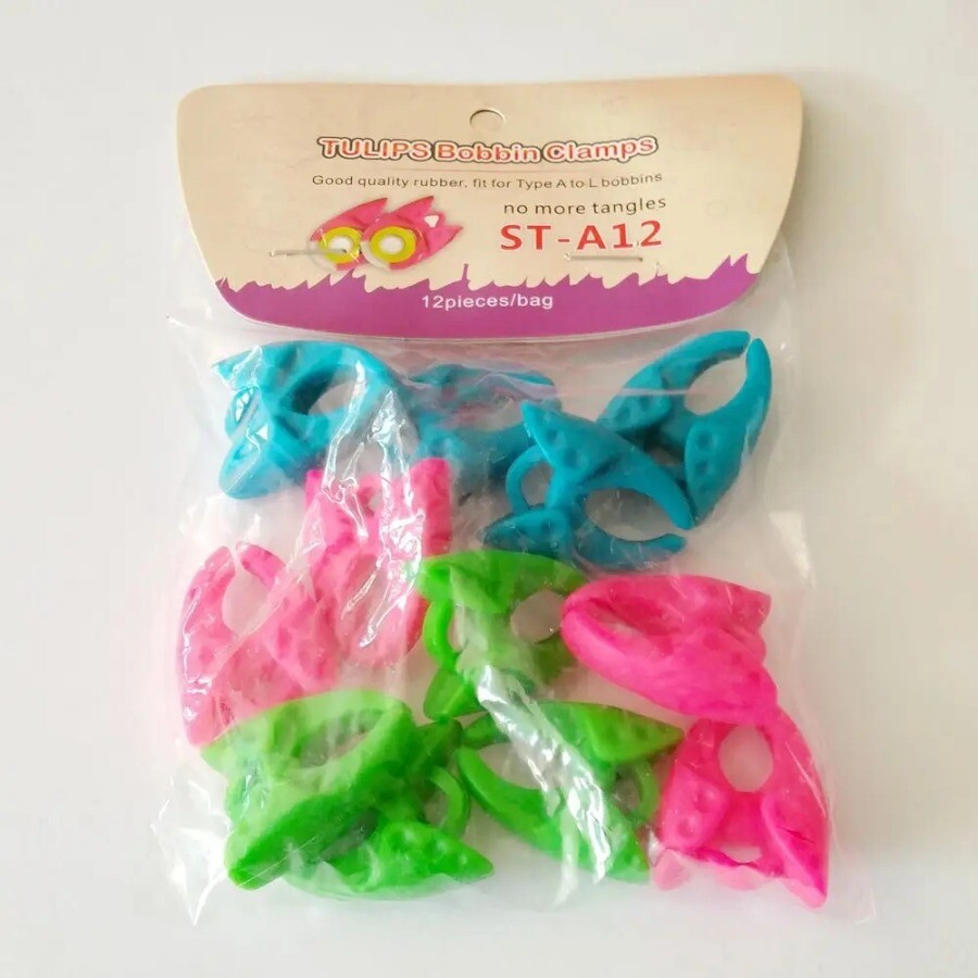 12pcs/bag bobbin holder Color Silicone Thread Clips Bobbin Holders Clips Tool